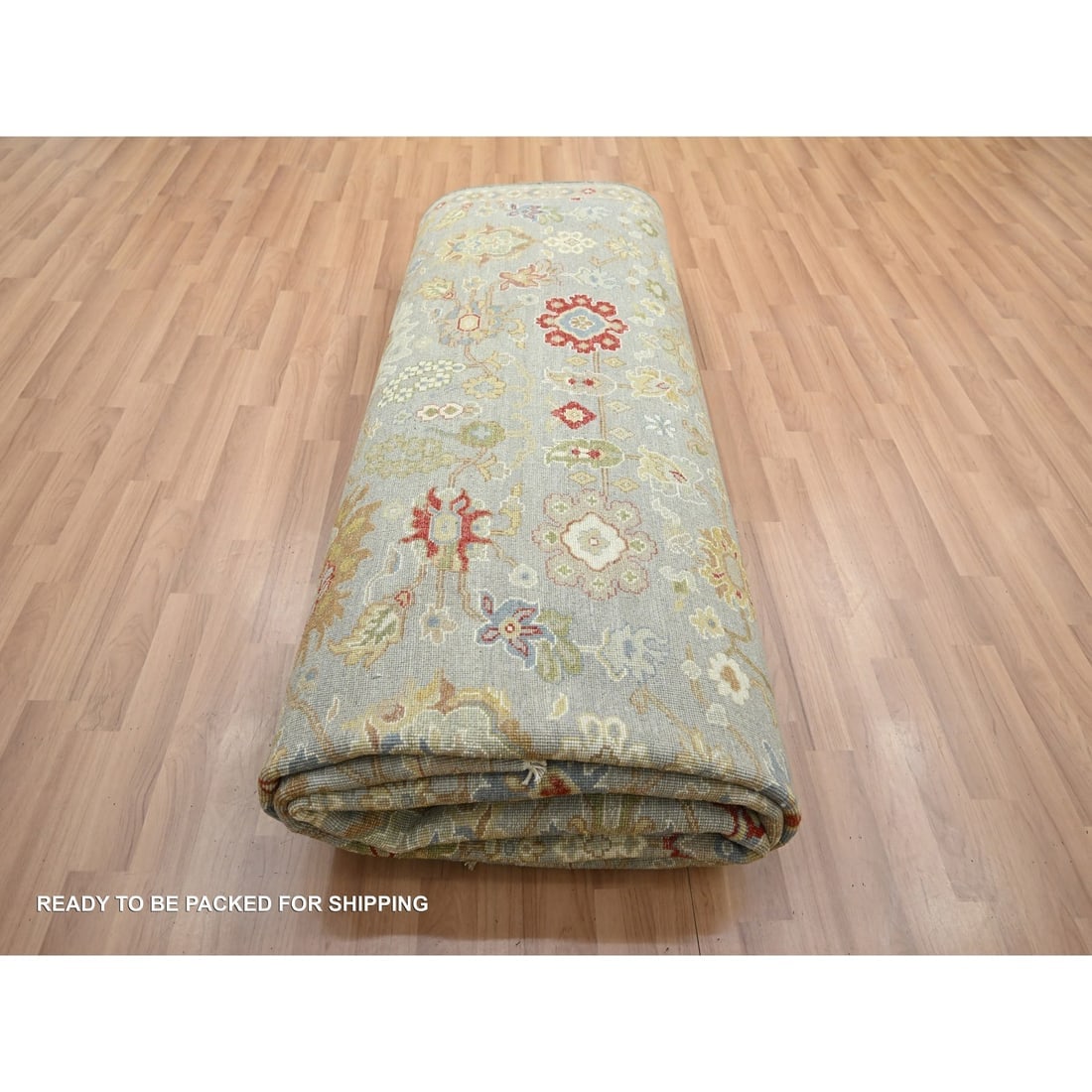 Flint Gray Agra with Ziegler Design Hand Knotted Pure Wool Rug - 9