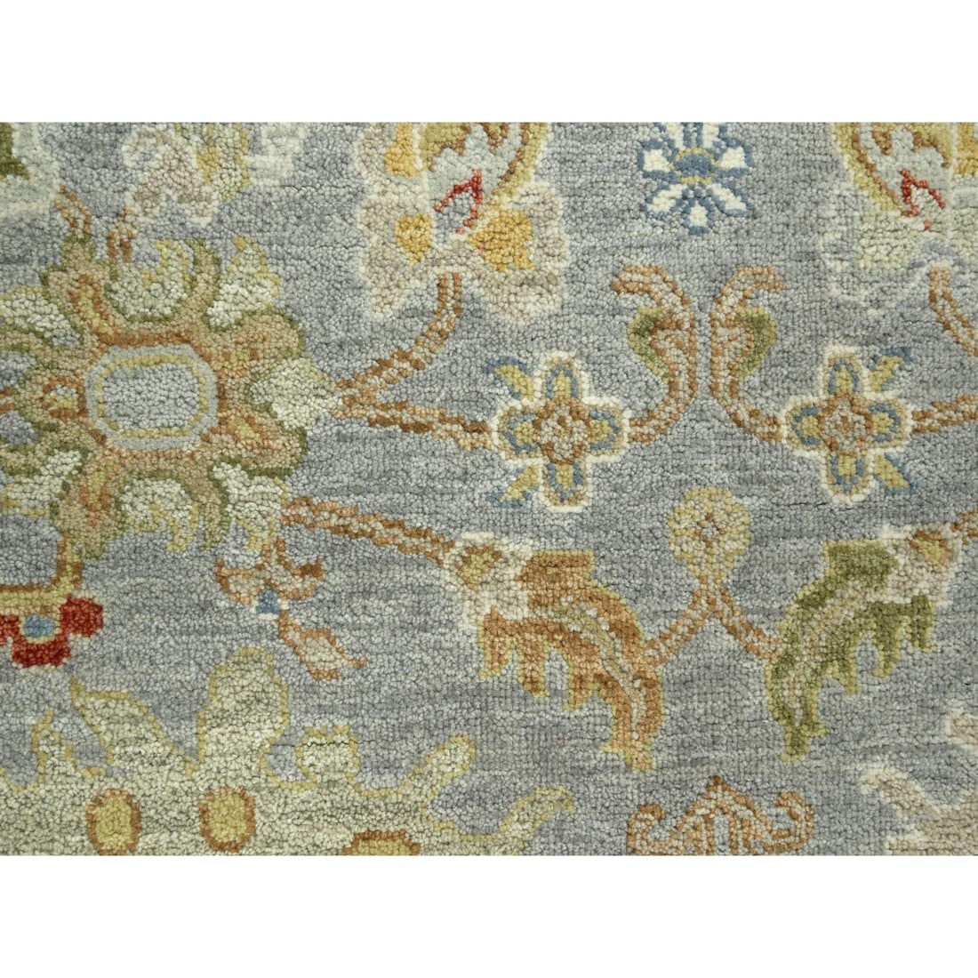 Flint Gray Agra with Ziegler Design Hand Knotted Pure Wool Rug - 8