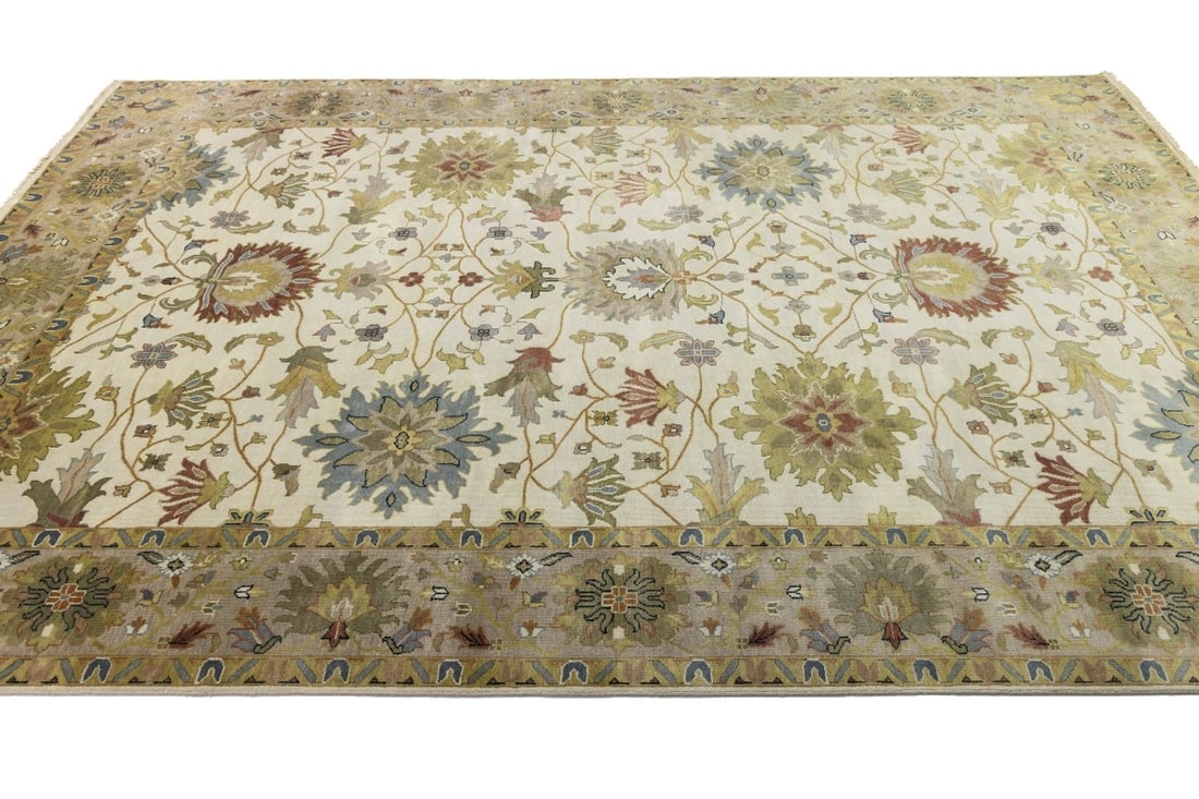 Cream Floral Osh Chobi 10X14 Peshawar Oriental Rug - 4
