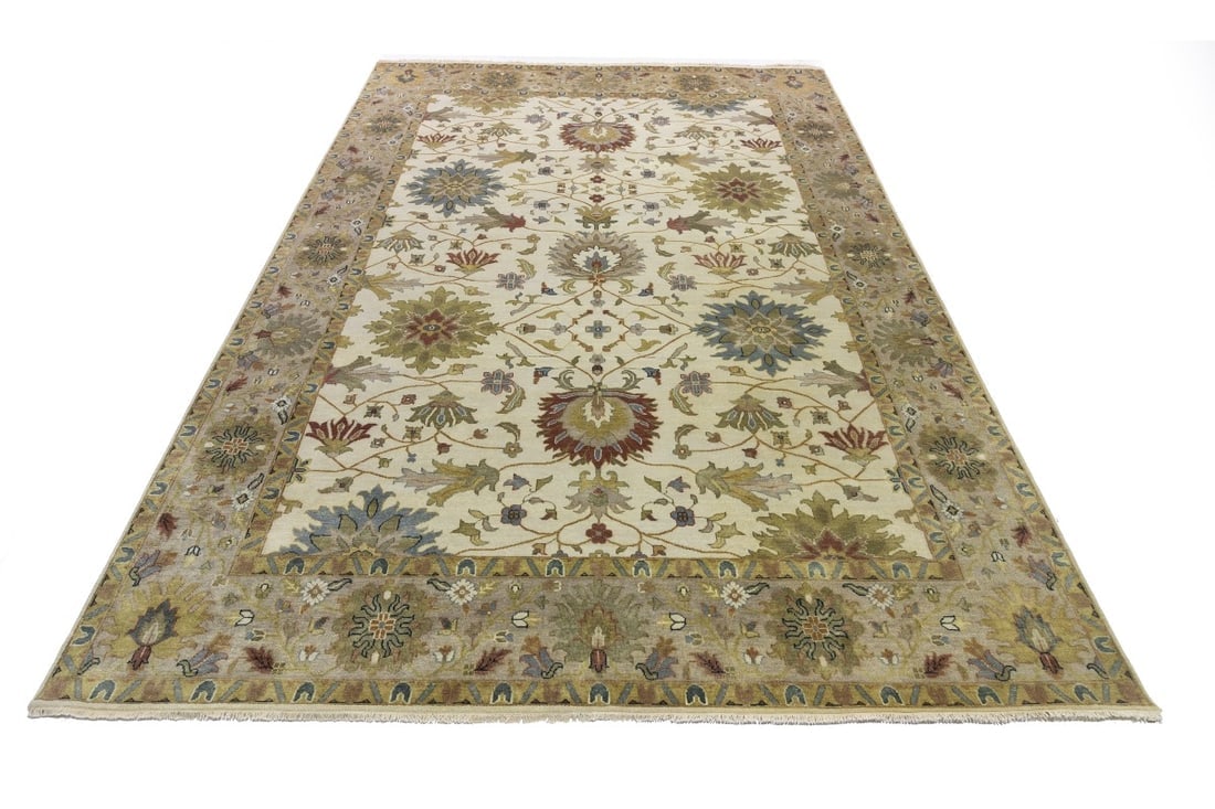 Cream Floral Osh Chobi 10X14 Peshawar Oriental Rug - 5