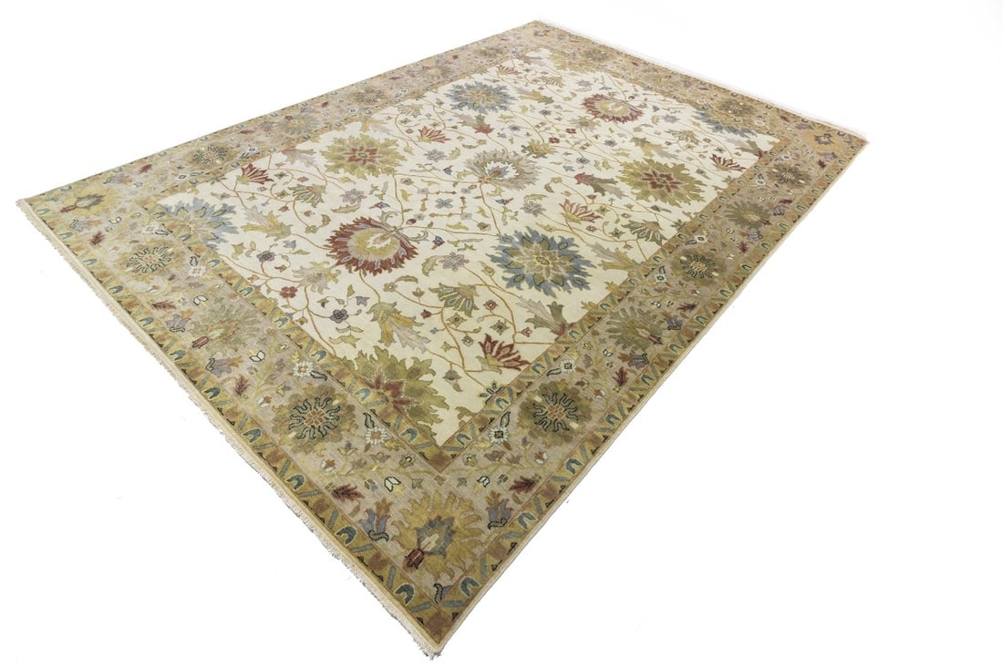 Cream Floral Osh Chobi 10X14 Peshawar Oriental Rug - 6