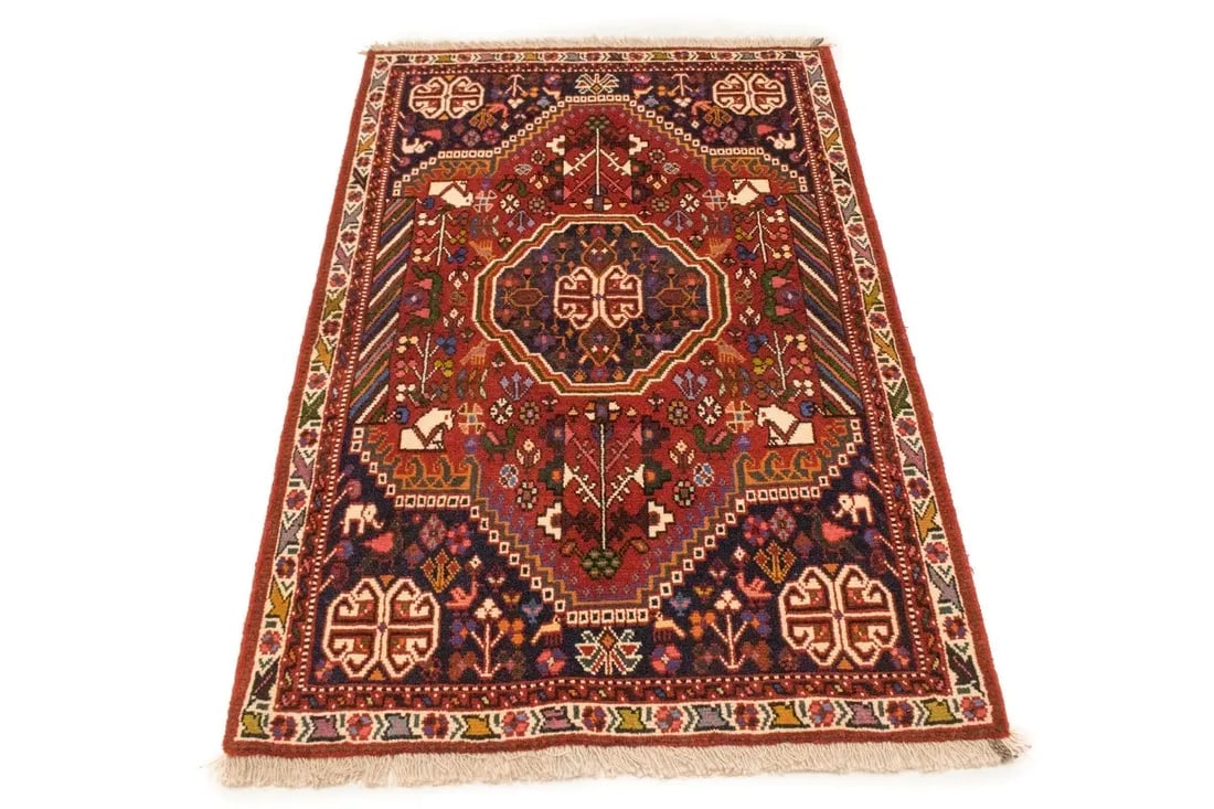 Red Tribal 3X5 Shiraz Persian Rug - 2
