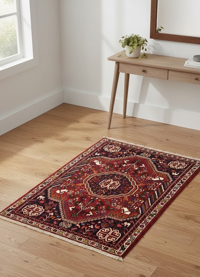 Red Tribal 3X5 Shiraz Persian Rug - 4