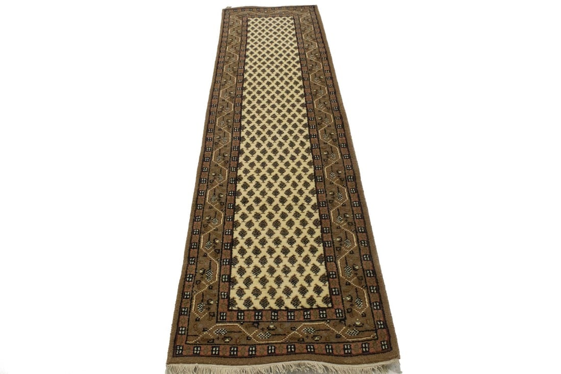 Cream Floral 2'4X9 Indo Botemir Oriental Runner Rug - 4