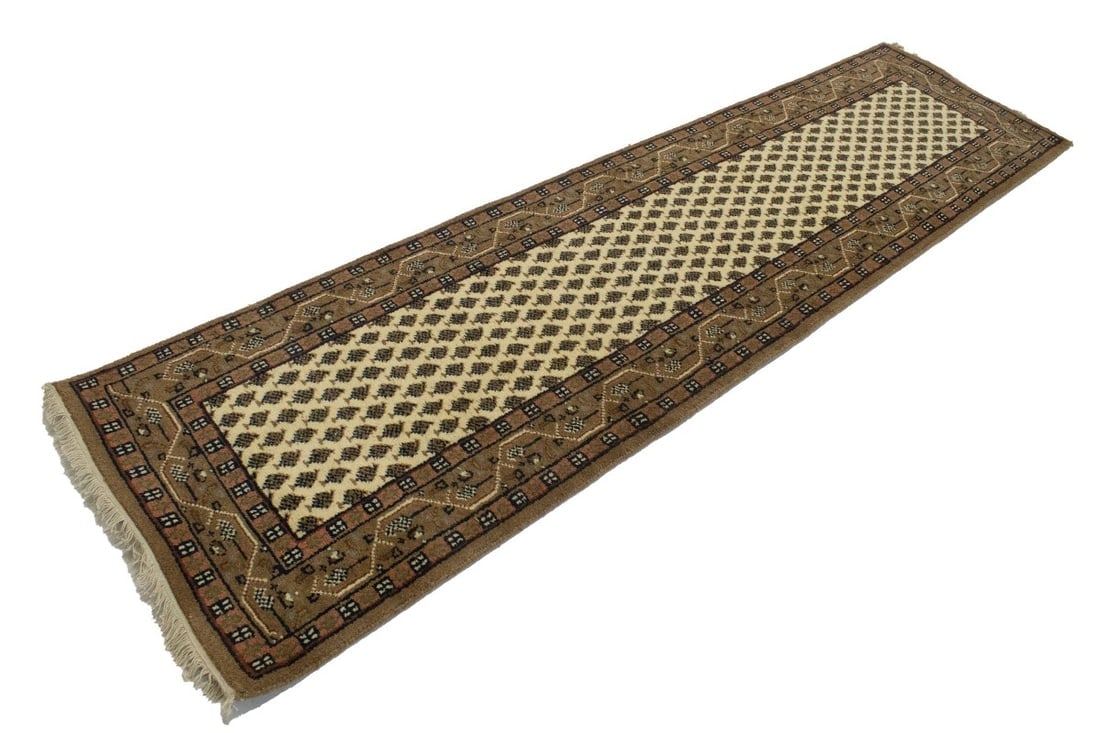 Cream Floral 2'4X9 Indo Botemir Oriental Runner Rug - 5