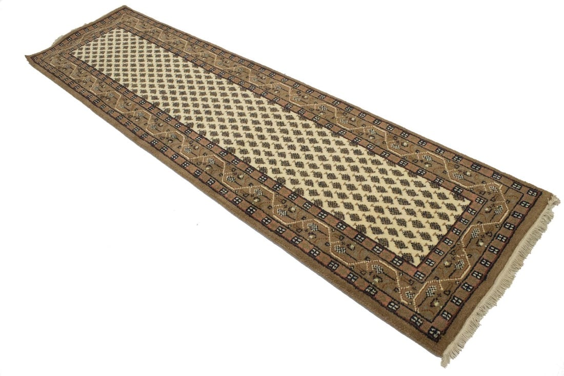 Cream Floral 2'4X9 Indo Botemir Oriental Runner Rug - 6