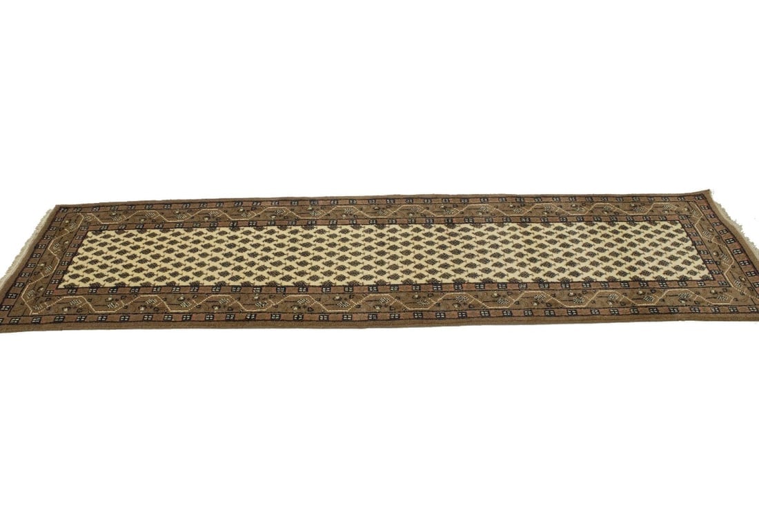 Cream Floral 2'4X9 Indo Botemir Oriental Runner Rug - 7