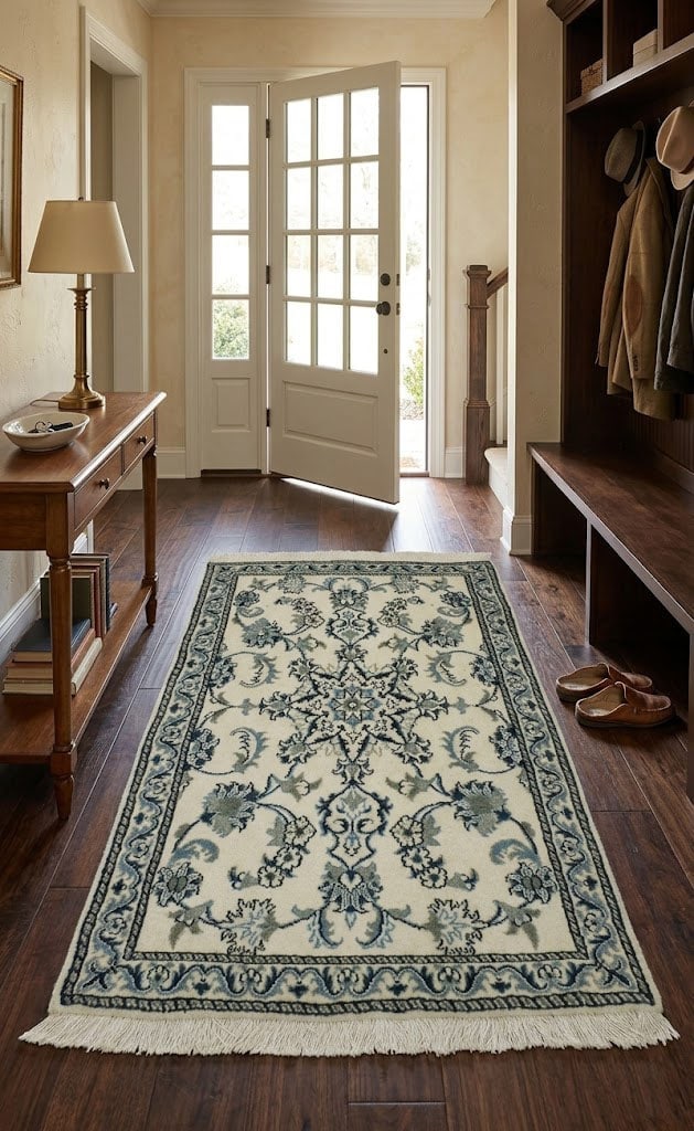 Cream Floral Classic 2'5X4'3 Nain Persian Rug - 3