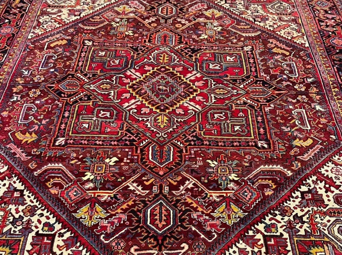 Hand Knotted Persian Heriz Tribal Wool Oriental Area Rug 8' x 11'1" - 3