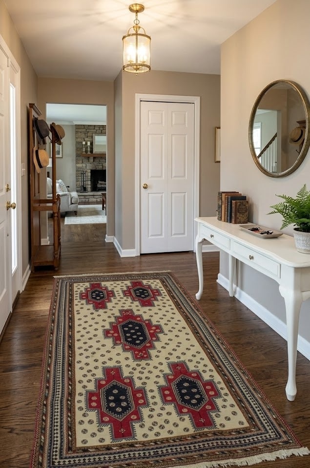Cream Tribal 4X7 Sumak Persian Rug - 3