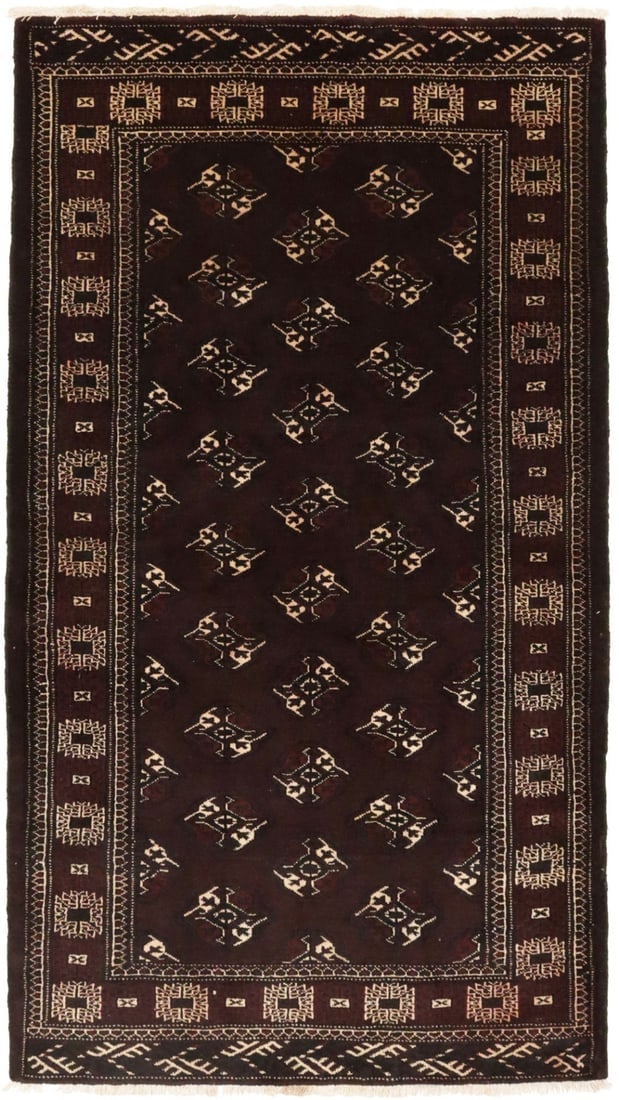 Burgundy Tribal 3'6X6'4 Balouch Persian Rug: Title: Burgundy Tribal 3'6X6'4 Balouch Persian Rug Description:Hand Knotted 3'6X6'4 burgundy Persian rug made with natural dyes (fine wool pile and cotton foundation), superior knot count, and appeali