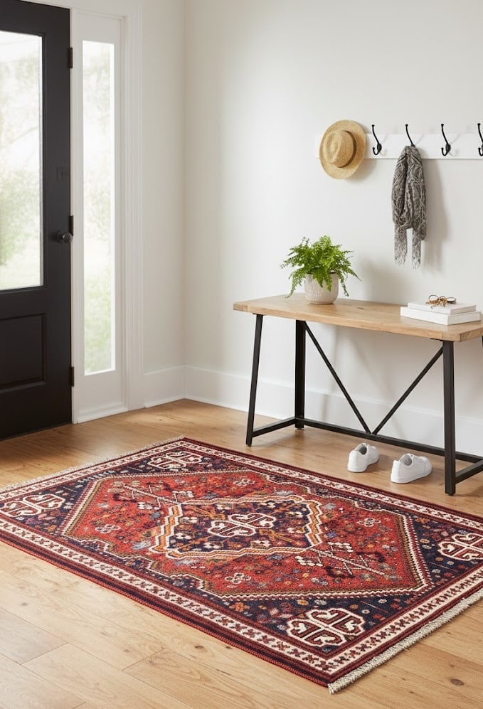 Rusty Red Tribal 3'5X5 Shiraz Persian Rug - 3