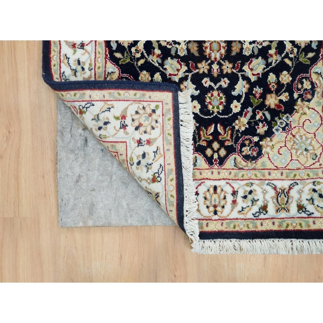 Blue, Nain Design, 250 KPSI, Soft Wool Hand Knotted Runner Rug - 3