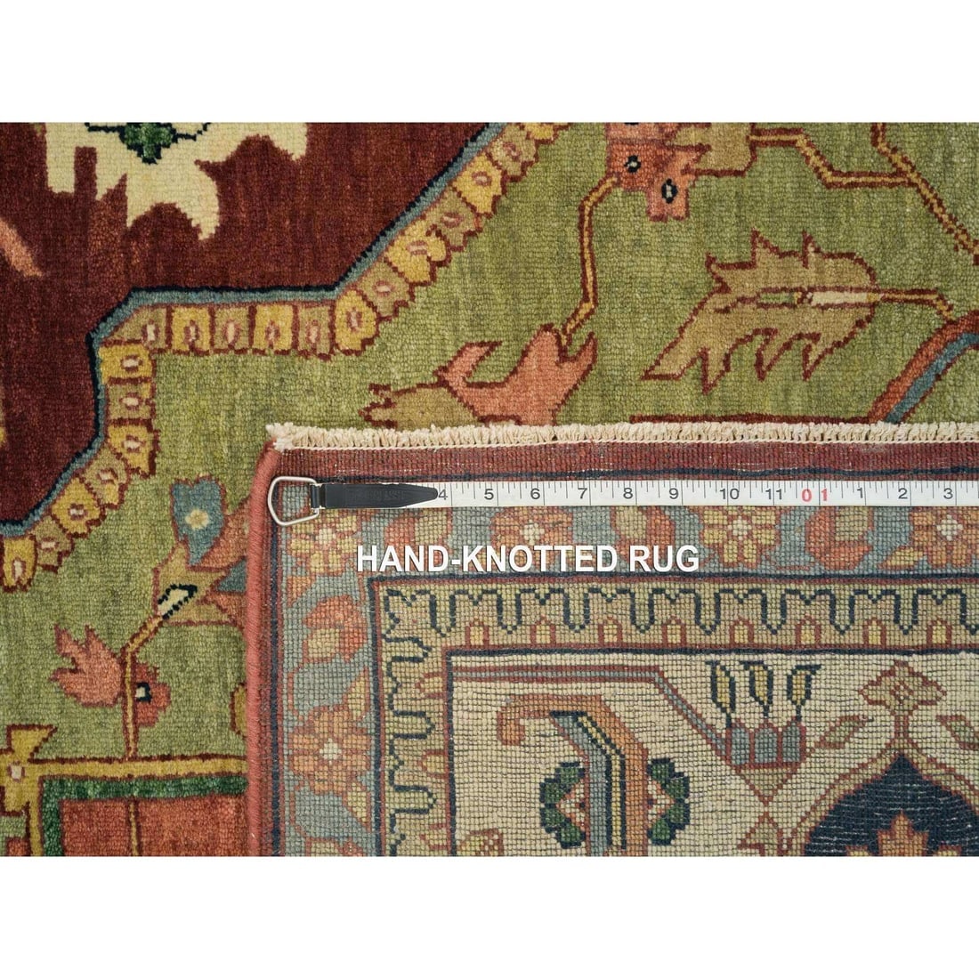 Red Heriz Re-Creation Organic Wool Hand Knotted Oversize Oriental Rug - 11