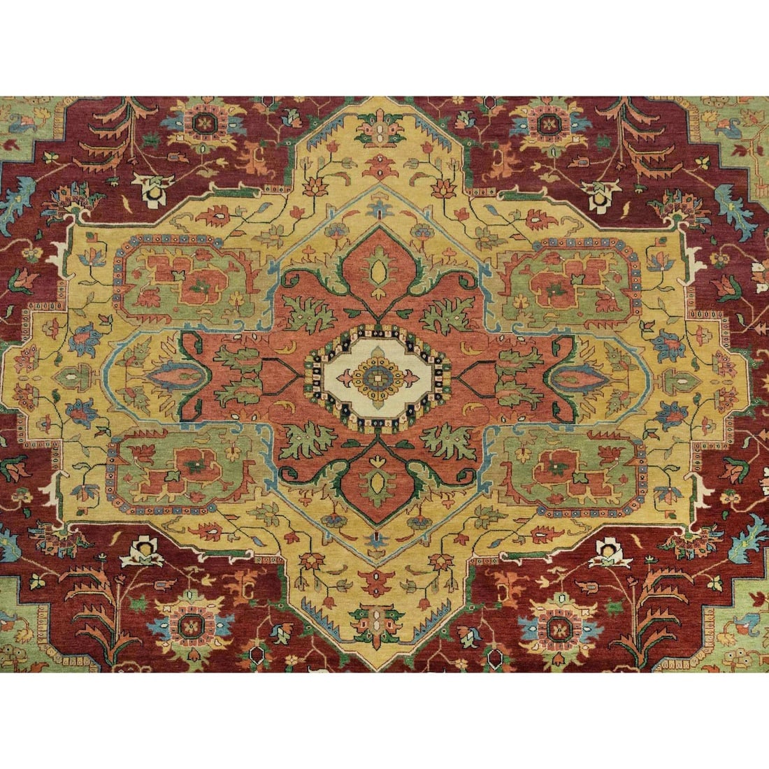 Red Heriz Re-Creation Organic Wool Hand Knotted Oversize Oriental Rug - 8