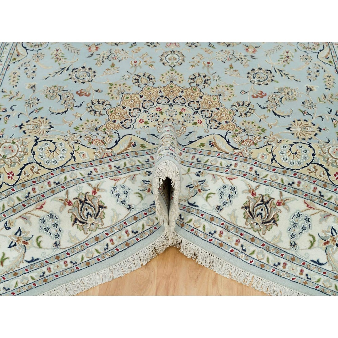 Celeste Blue, 250 KPSI, Nain with Floral Pattern - 5