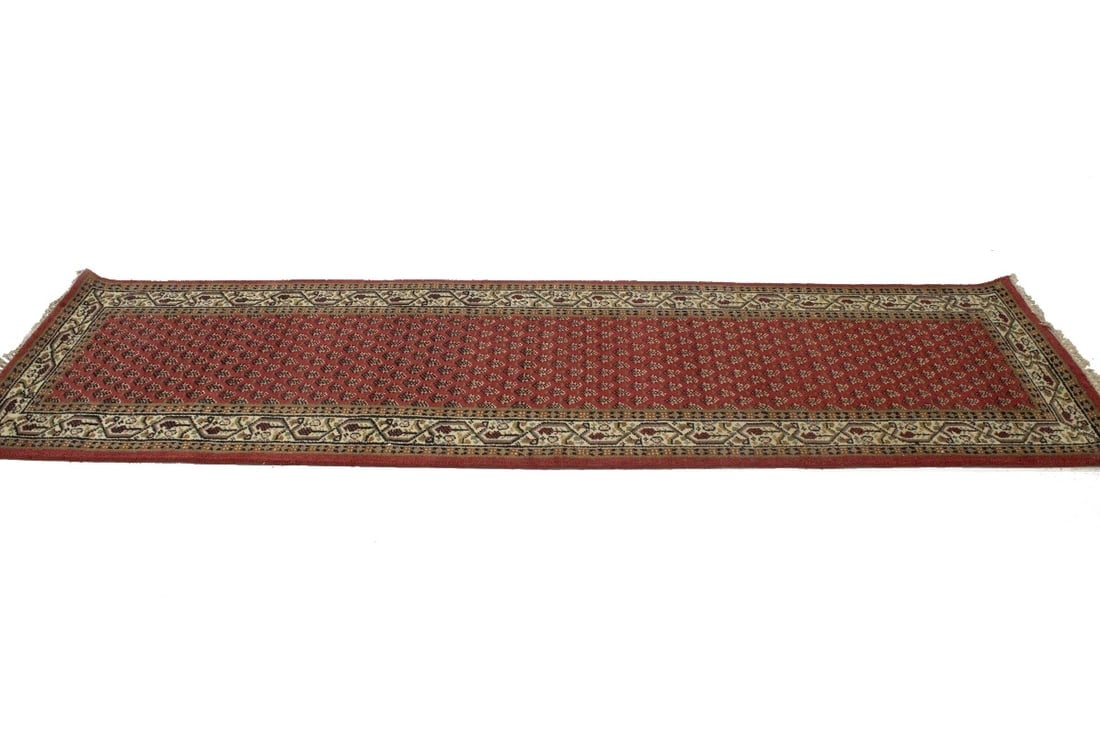 Red Floral 3X10 Indo Botemir Oriental Runner Rug - 7