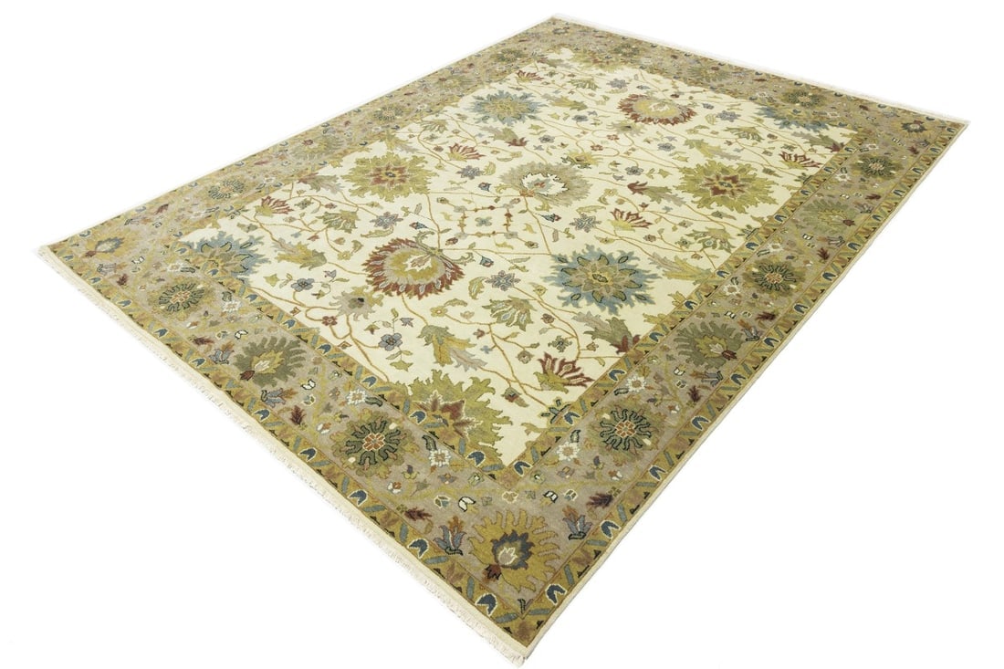Cream Floral Osh Chobi 9X12 Peshawar Oriental Rug - 5