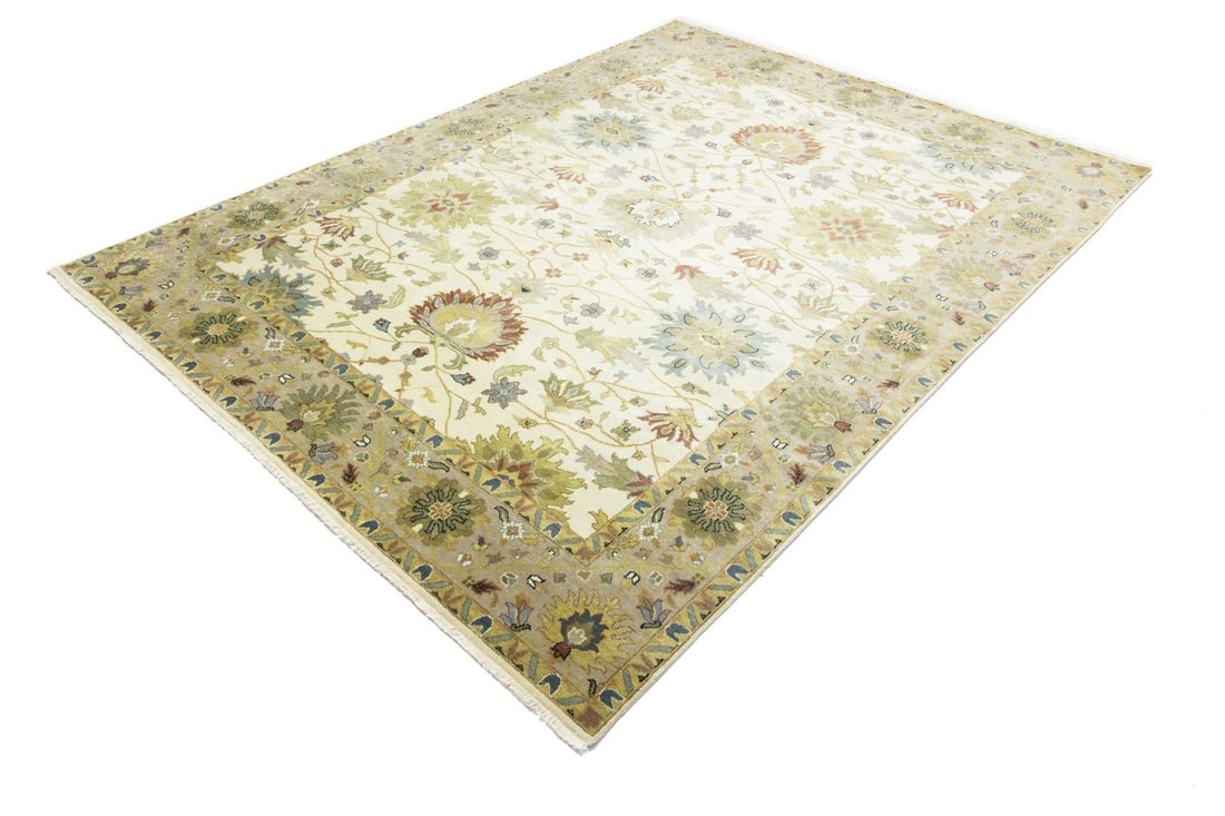 Cream Floral Osh Chobi 9X12 Peshawar Oriental Rug - 7