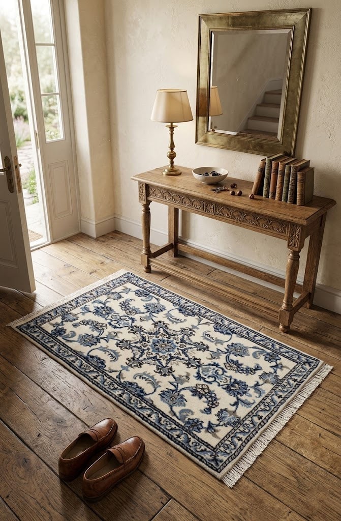 Cream Floral Classic 3X4 Nain Persian Rug - 3