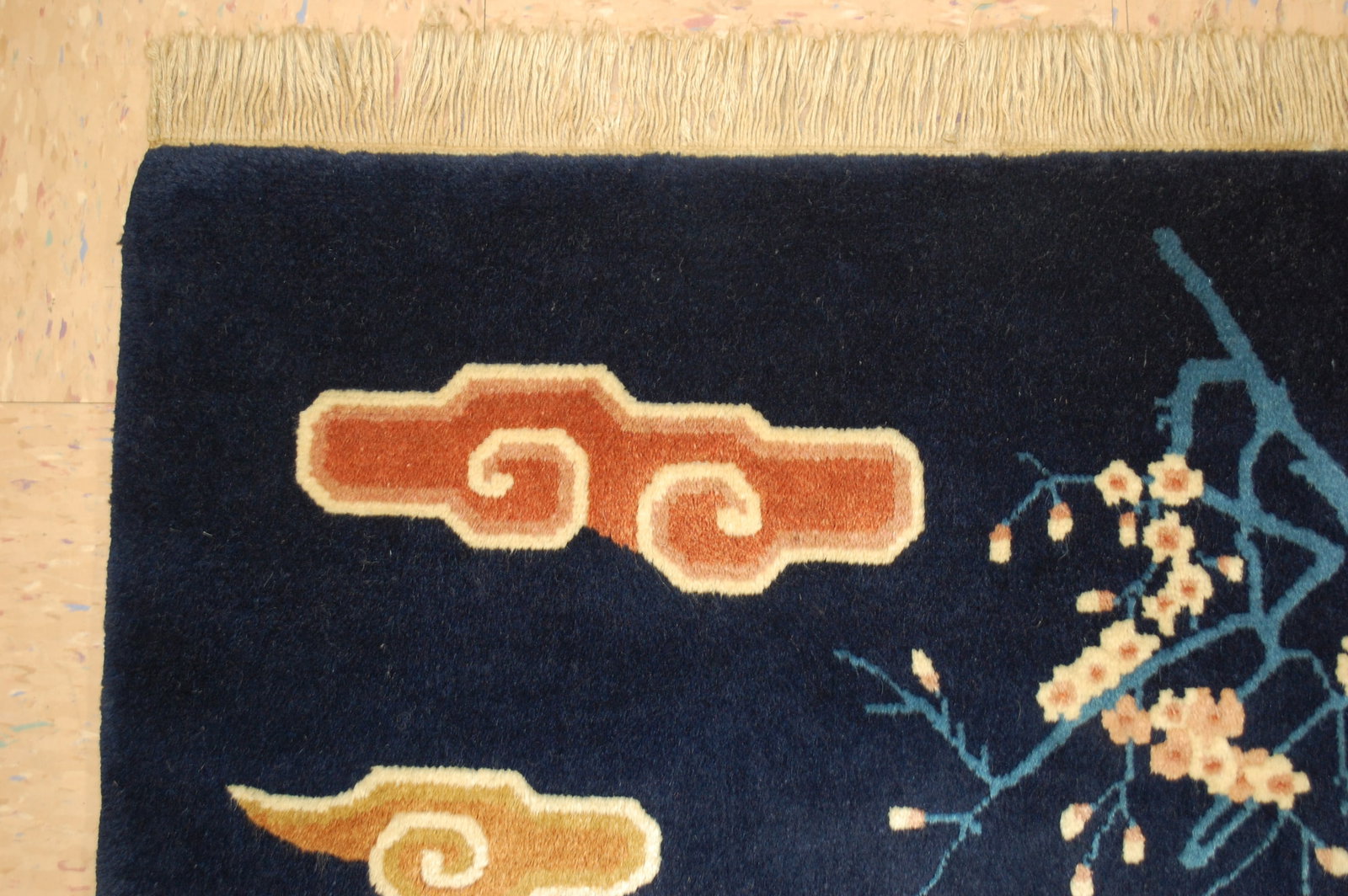 c1950s ANTIQUE PICTURAL CHINESE RUG OF MAN RIDING THE DONKY,SIZE OF 2'7" X 5'1" - 4