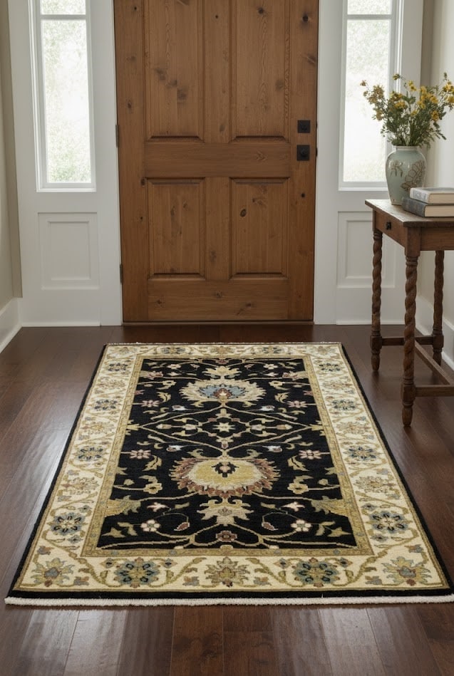 Black Floral Osh Chobi 3X5 Peshawar Oriental Rug - 2