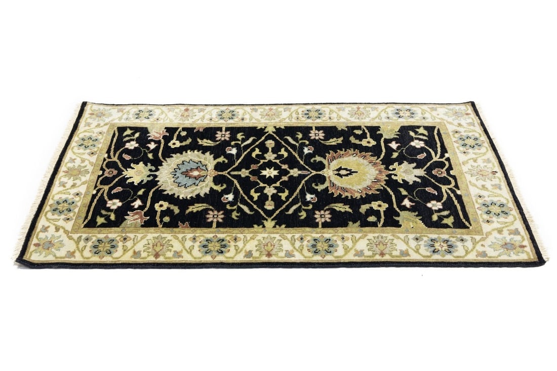 Black Floral Osh Chobi 3X5 Peshawar Oriental Rug - 7