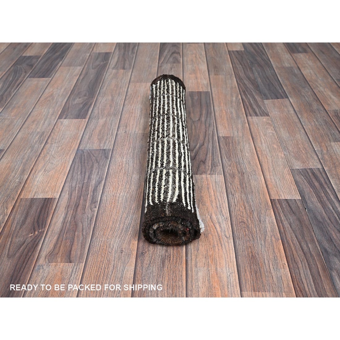 Vista White Moroccan Weave with Box Design Hand Knotted Wool Mat Rug - 5