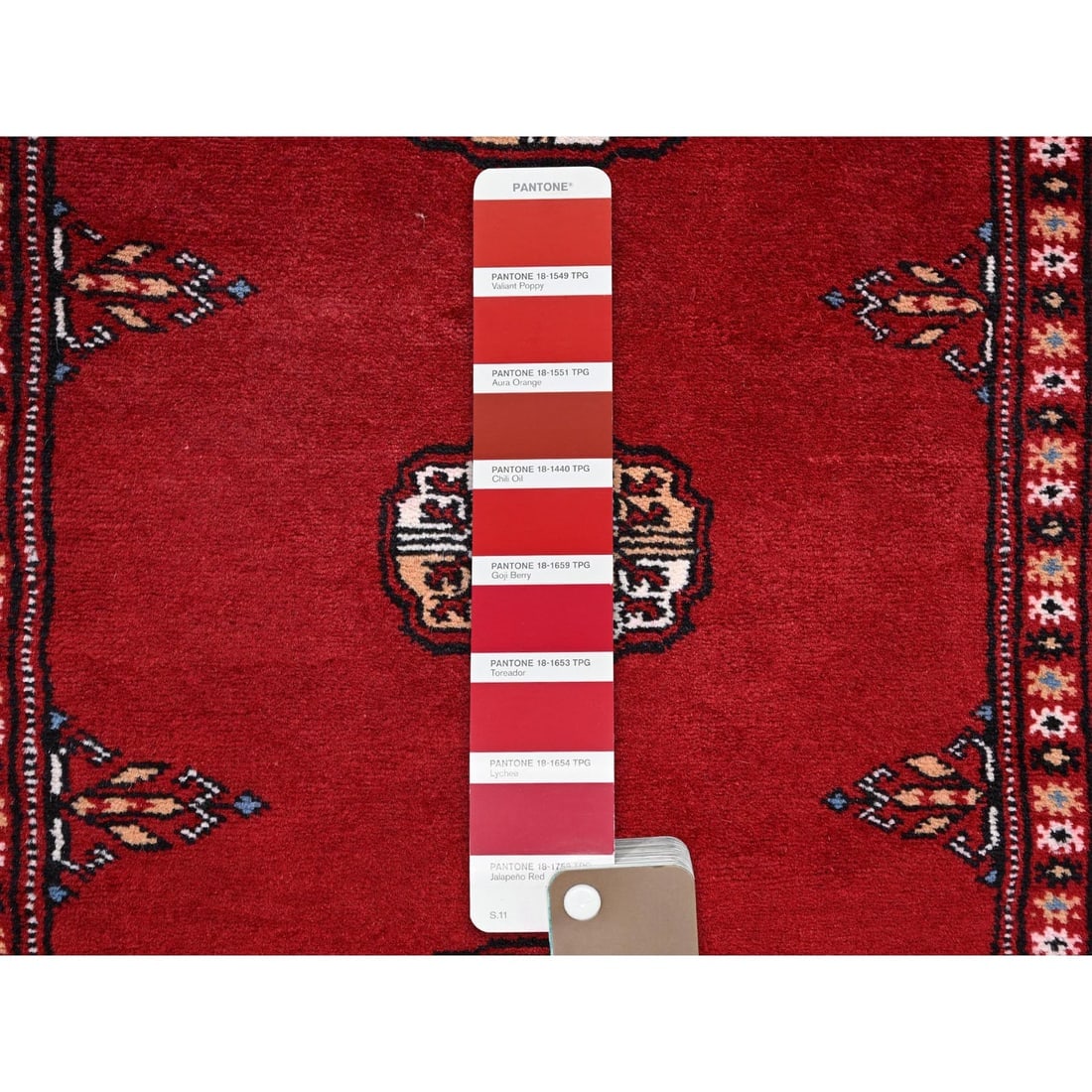 Red Princess Bokara Medallions Design Hand Knotted All Wool Runner Rug - 4