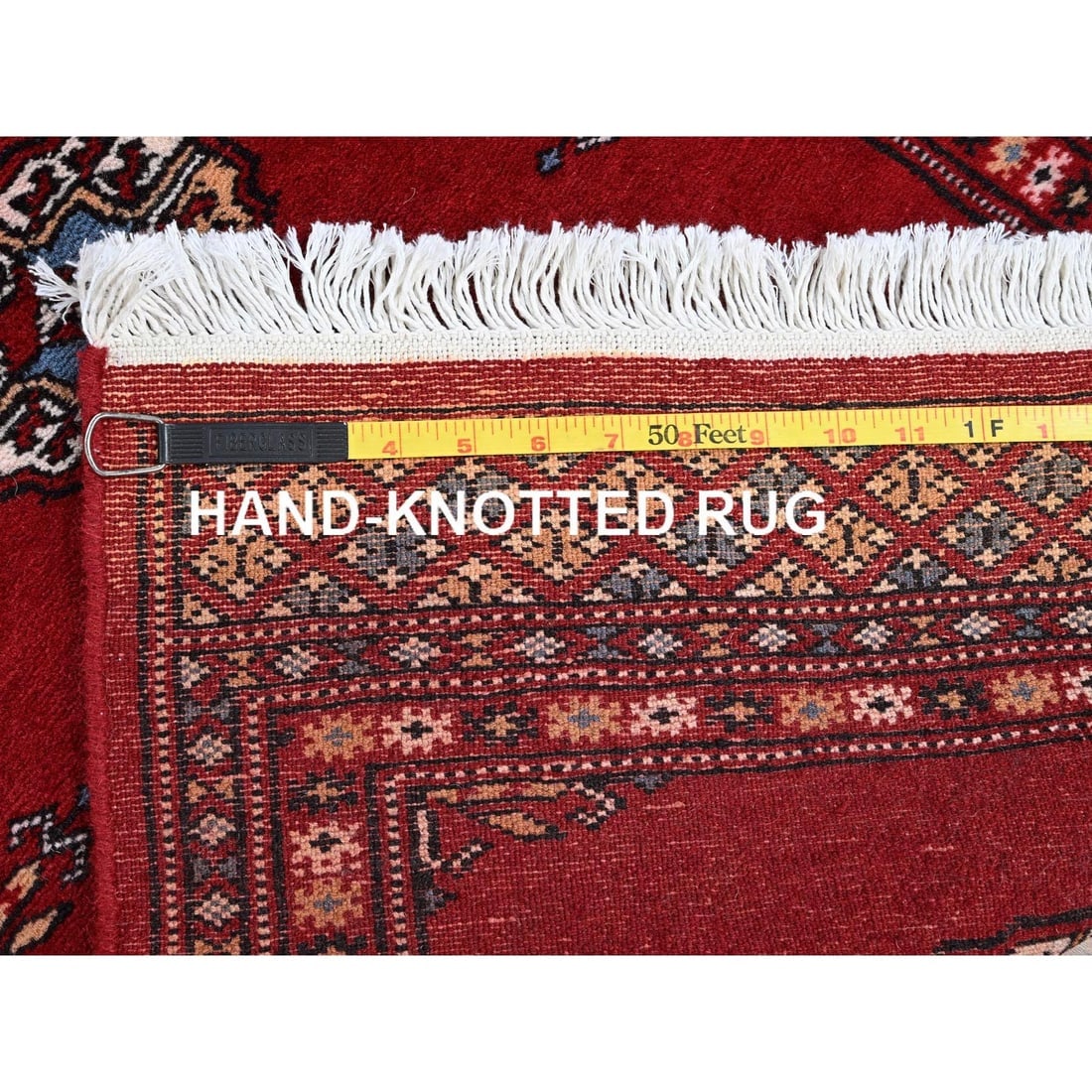 Red Princess Bokara Medallions Design Hand Knotted All Wool Runner Rug - 7