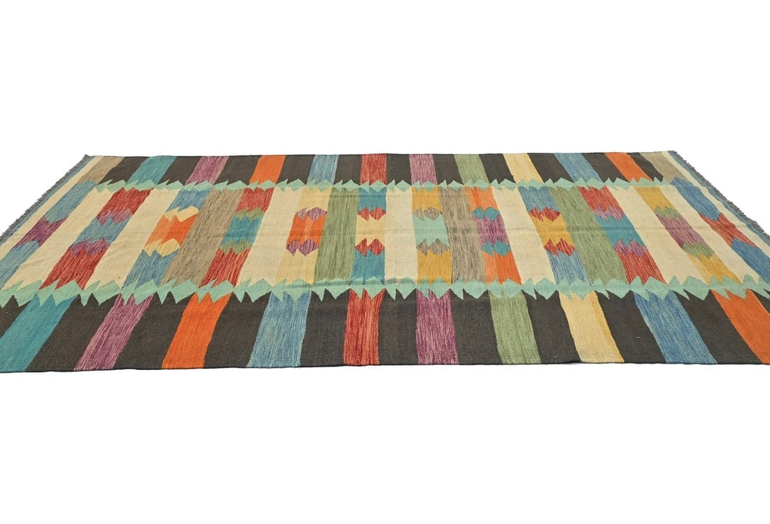 Multicolored Geometric Reversible 7X10 Kilim Oriental Rug - 6