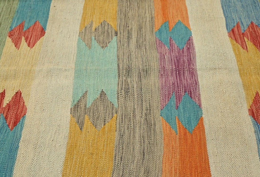 Multicolored Geometric Reversible 7X10 Kilim Oriental Rug - 7