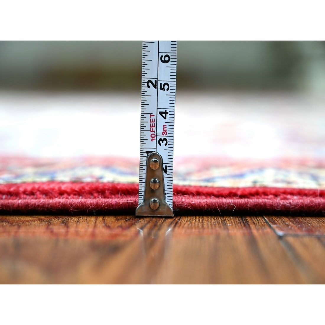 Vermilion Red Hand Knotted Afghan Super Kazak Shawl Design Wool Rug - 5
