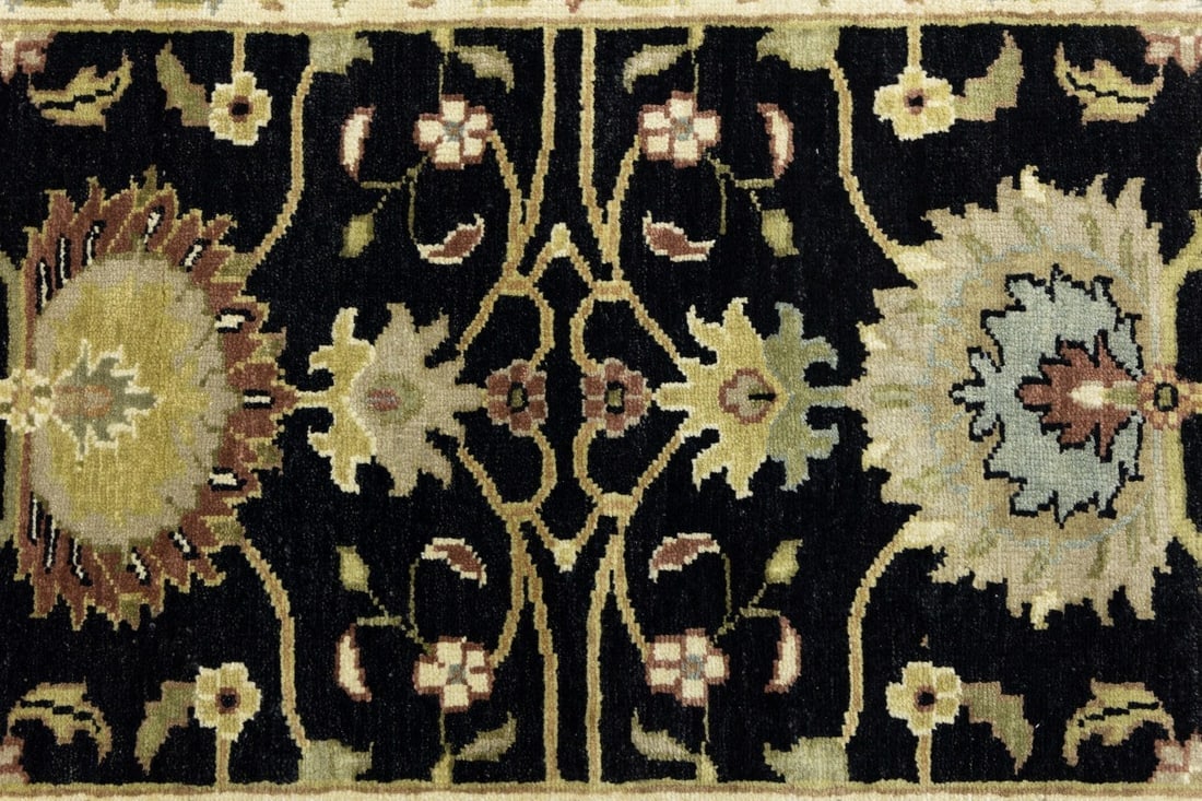 Black Floral Osh Chobi 3X8 Peshawar Oriental Runner Rug - 10