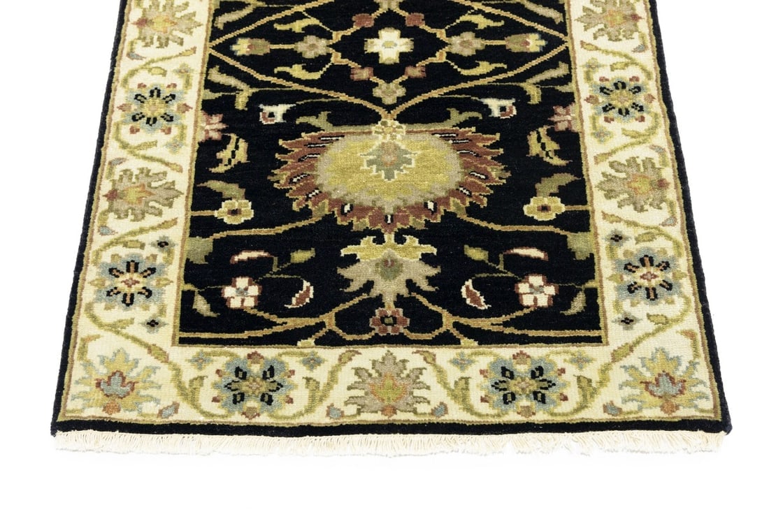 Black Floral Osh Chobi 3X8 Peshawar Oriental Runner Rug - 12