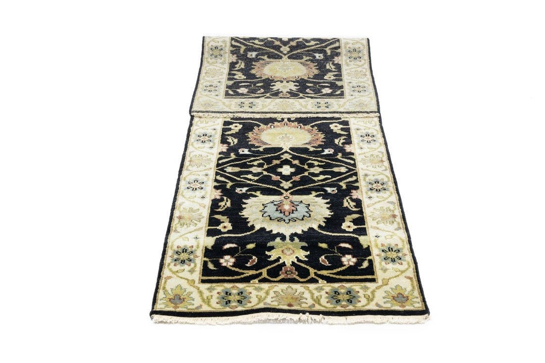 Black Floral Osh Chobi 3X8 Peshawar Oriental Runner Rug - 16