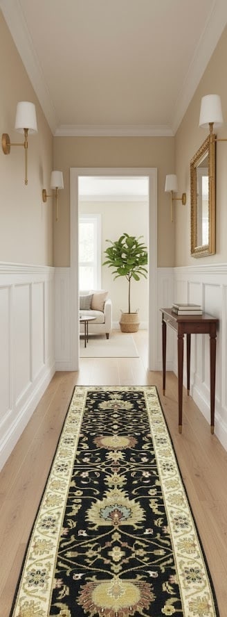 Black Floral Osh Chobi 3X8 Peshawar Oriental Runner Rug - 2