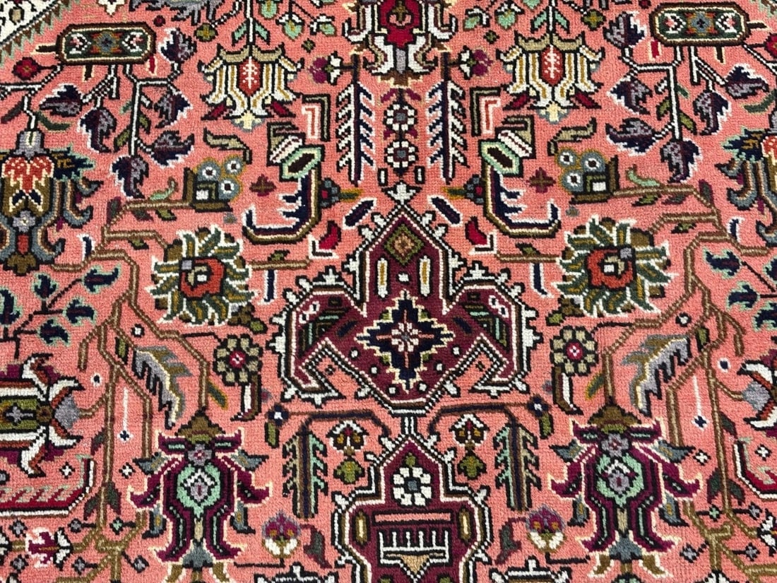 Hand Knotted Persian Tabriz Rose Oriental Area Rug 6'8" x 9'11" - 5