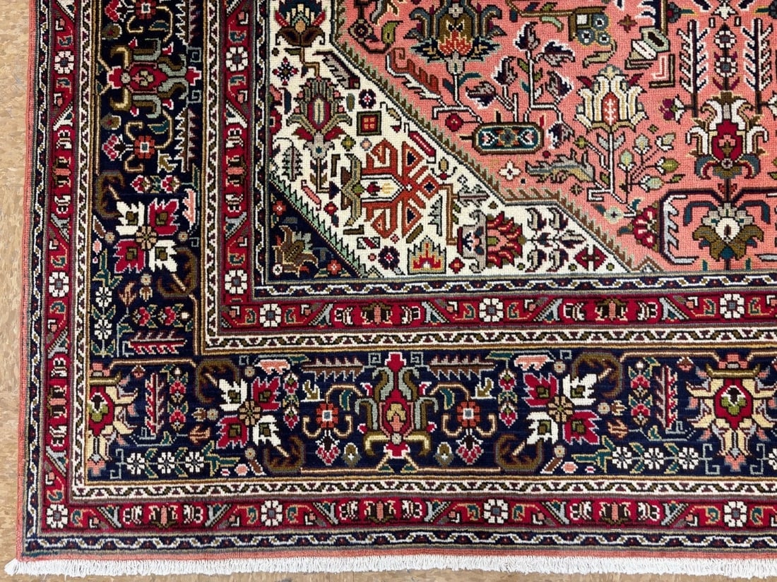 Hand Knotted Persian Tabriz Rose Oriental Area Rug 6'8" x 9'11" - 8