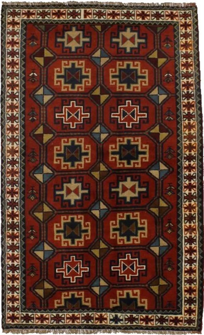 Orange-red Tribal 4X6 Ghoochan Persian Rug - 2