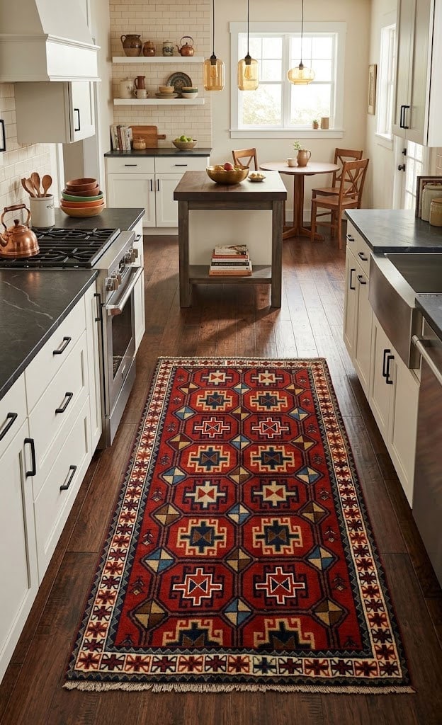 Orange-red Tribal 4X6 Ghoochan Persian Rug - 3