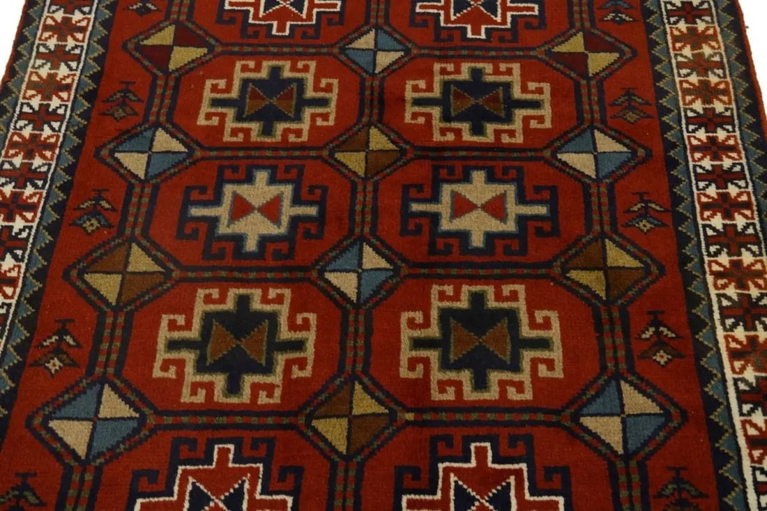 Orange-red Tribal 4X6 Ghoochan Persian Rug - 5