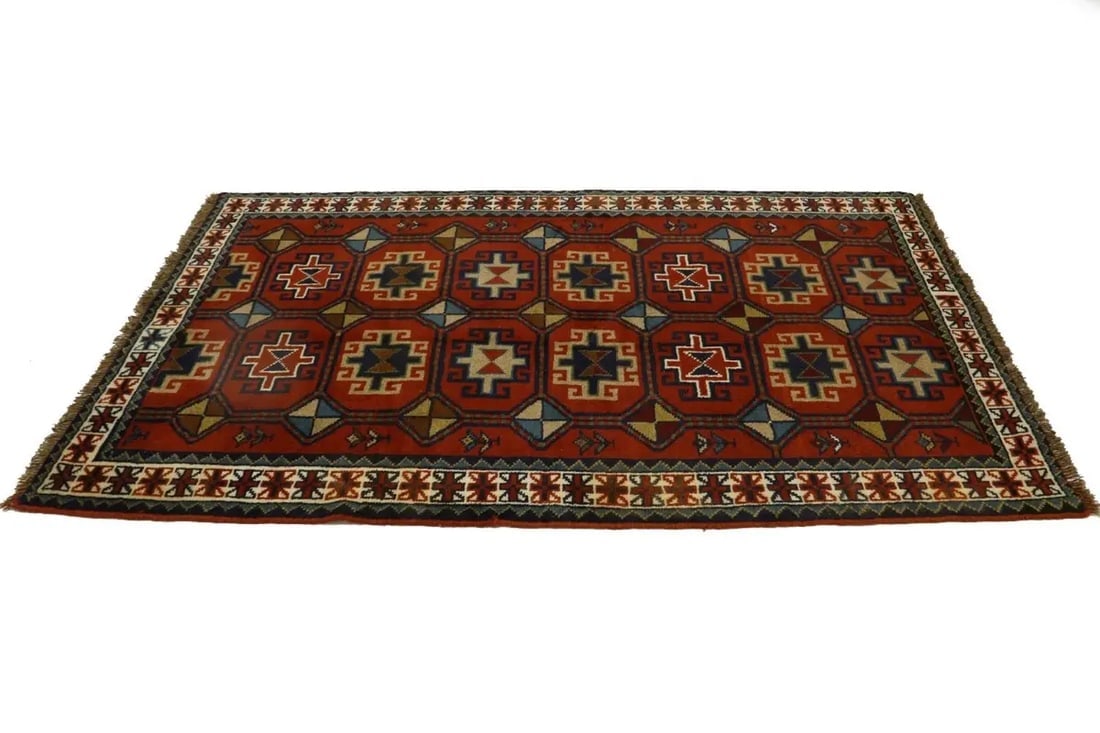 Orange-red Tribal 4X6 Ghoochan Persian Rug - 7