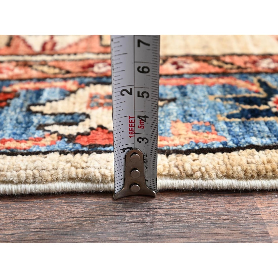 Ivory Karajeh Tribal Medallions Design Hand Knotted Wool Runner Rug - 6