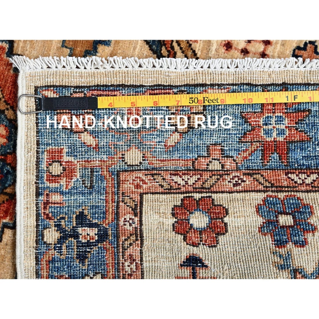 Ivory Karajeh Tribal Medallions Design Hand Knotted Wool Runner Rug - 7