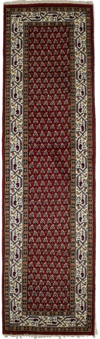 Red Floral 2'6X9 Indo Botemir Oriental Runner Rug - 2