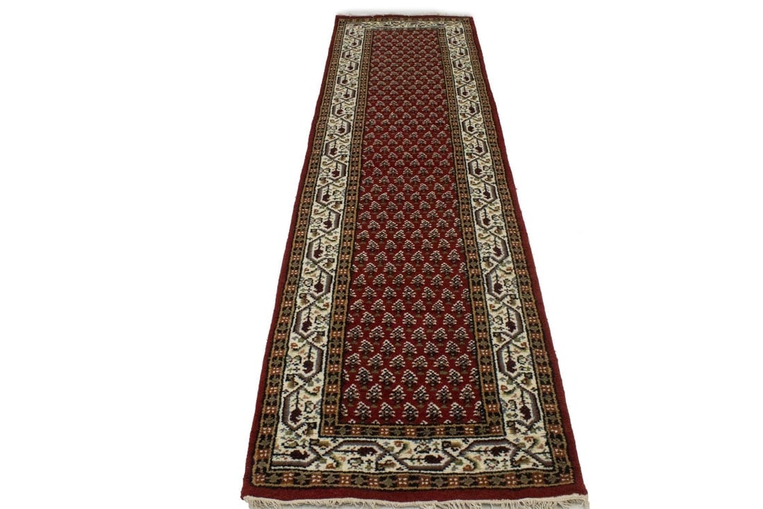 Red Floral 2'6X9 Indo Botemir Oriental Runner Rug - 4