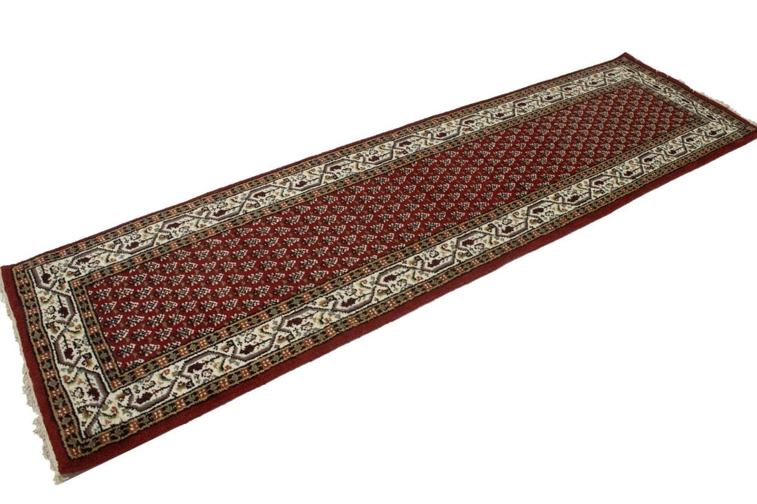 Red Floral 2'6X9 Indo Botemir Oriental Runner Rug - 5