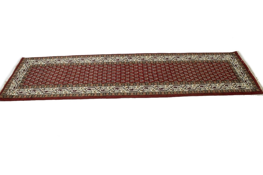 Red Floral 2'6X9 Indo Botemir Oriental Runner Rug - 7