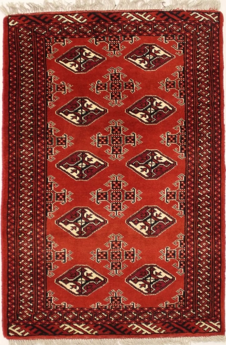 Red Tribal 3X5 Turkoman Persian Rug - 2